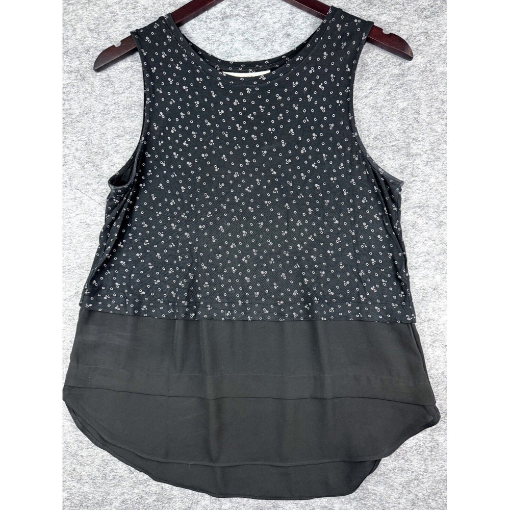 Loft Ann Taylor Mixed Black Tiered Tank Top Size Small